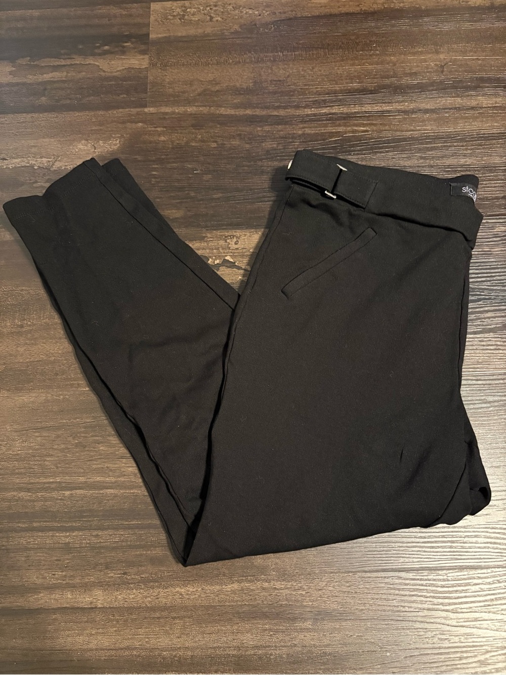 Stoosh Black Ankle-Length Pants with Waist Tab